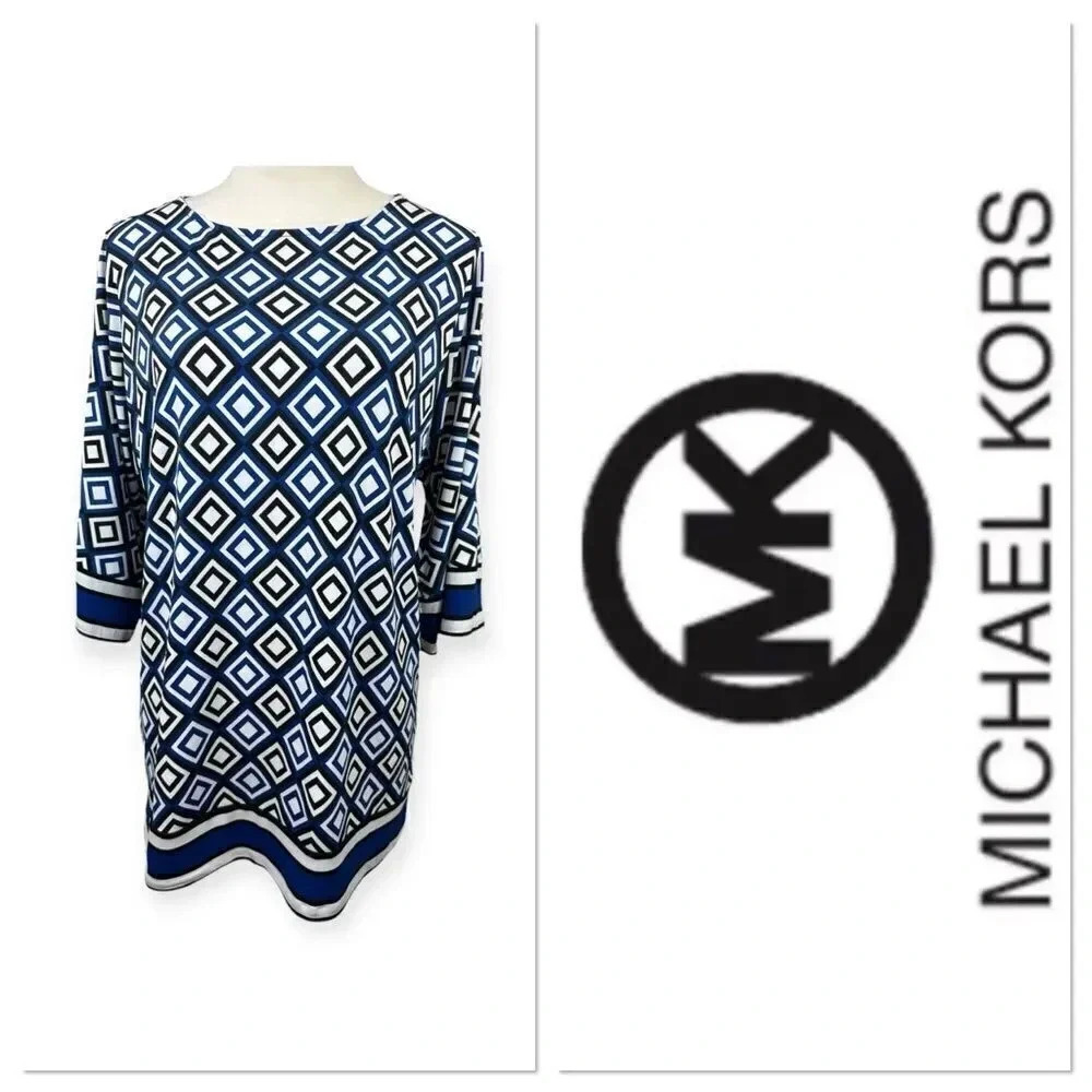 Michael Kors royal blue geometric print dress size small